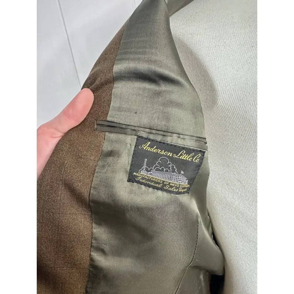Vintage 70s-80s Anderson Little Brown Windowpane Checkered Blazer Mens 37R Union